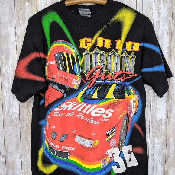 Vtg Nascar Irvan All Over T Shirt Skittles Large - Picture 2 of 8
